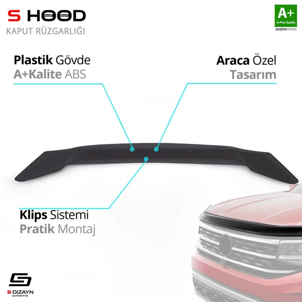 S-Dizayn Kia Uyumlu Ceed ABS Plastik Kaput Rüzgarlığı 2012-2018 A+Kalite Parça ürün görseli