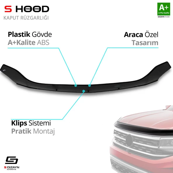 S-Dizayn Kia Uyumlu Sorento ABS Plastik Kaput Rüzgarlığı 2002-2006 A+Kalite Parça ürün görseli