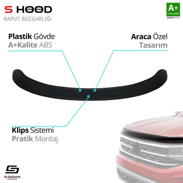 S-Dizayn Kia Uyumlu Sorento ABS Plastik Kaput Rüzgarlığı 2010-2014 A+Kalite Parça ürün görseli