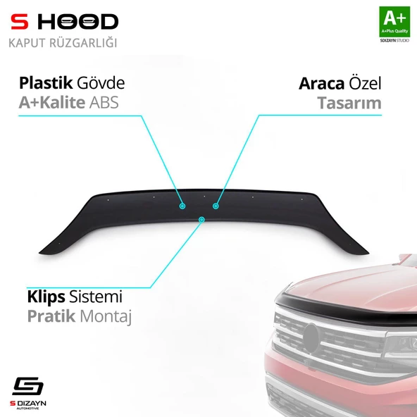 S-Dizayn Opel Uyumlu Movano ABS Plastik Kaput Rüzgarlığı 2010 Üzeri A+Kalite Parça