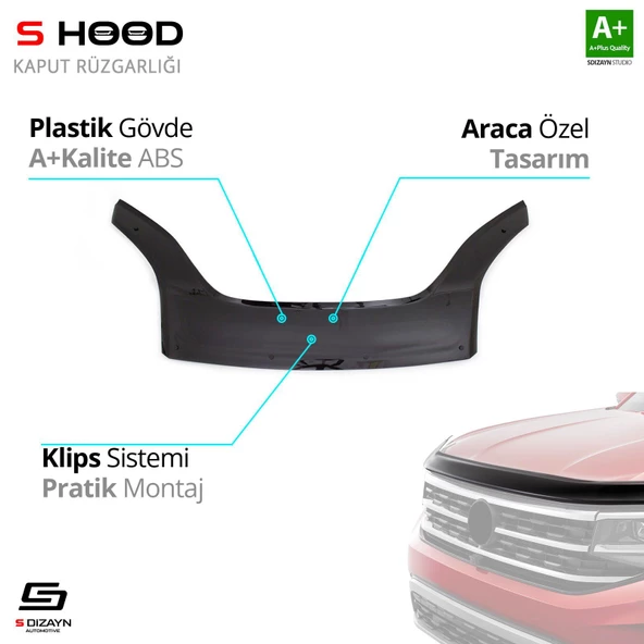 S-Dizayn Peugeot Uyumlu Bipper ABS Plastik Kaput Rüzgarlığı 2008 Üzeri A+Kalite Parça ürün görseli