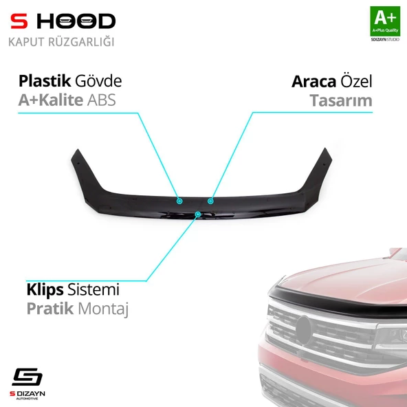 S-Dizayn Volkswagen Uyumlu Crafter ABS Plastik Kaput Rüzgarlığı 2006-2017 A+Kalite Parça