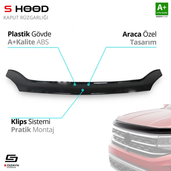 S-Dizayn Gaz Uyumlu Gazelle ABS Plastik Kaput Rüzgarlığı 2013 Üzeri A+Kalite Parça ürün görseli