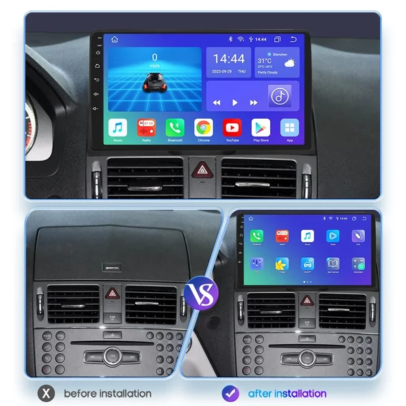 Mercedes C Serisi W204 Android Multimedya Sistemi (2007-2013)  2 GB Ram 32 GB Hafıza 8 Çekirdek İphone CarPlay Android Auto  Navigatör Premium Series - 3