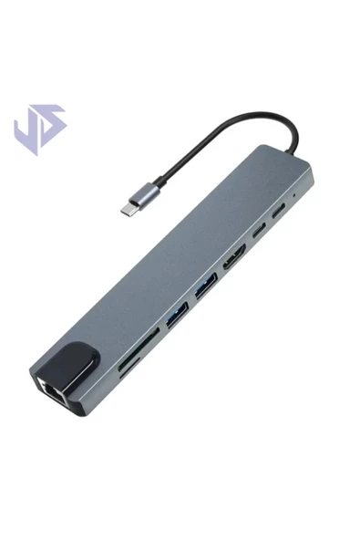 USB Çoklayıcı 8in1 Hub Type-C 4K Hdmı SD TF Kart Okuyucu Usb 3.0 Okuyucu Adaptör