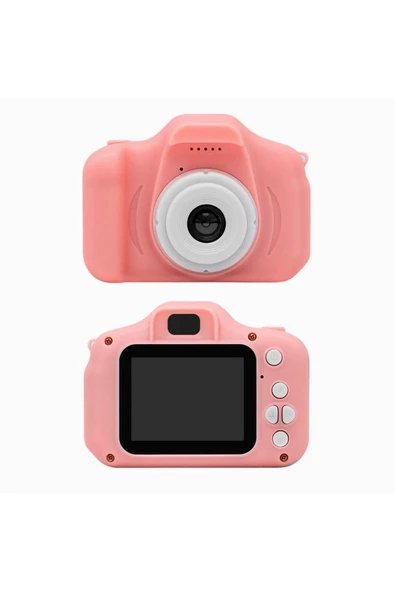 Çocuklar İçin HD Dijital Fotoğraf Makinesi Kamera SD Kart Destekli ( Pembe )