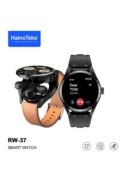 Haino Teko Germany RW-37 Kulaklıklı Çift Kordon Akıllı Saat ( Siyah )