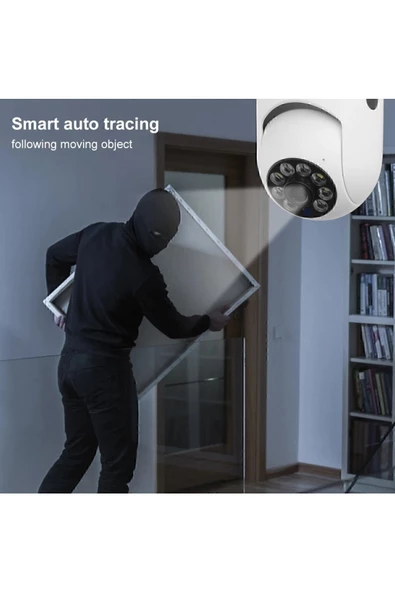 Gece Görüşlü 360 Derece Led Işık 1080p Wifi Kamera Kablosuz Panoramik Ev Güvenlik Kamerası - 4