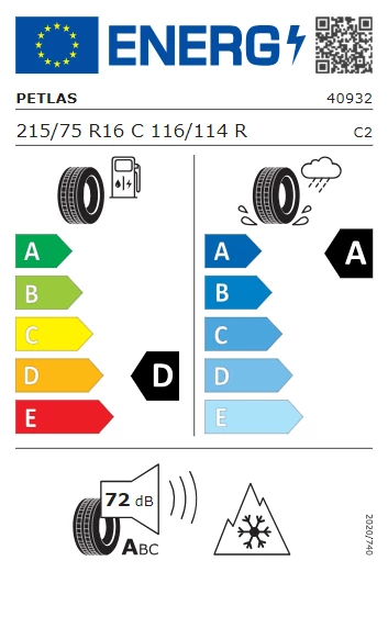 Petlas 215/75 R16 C 116/114R 10PR Full Grip PT935 Kış Lastiği 2024 Üretim - 2
