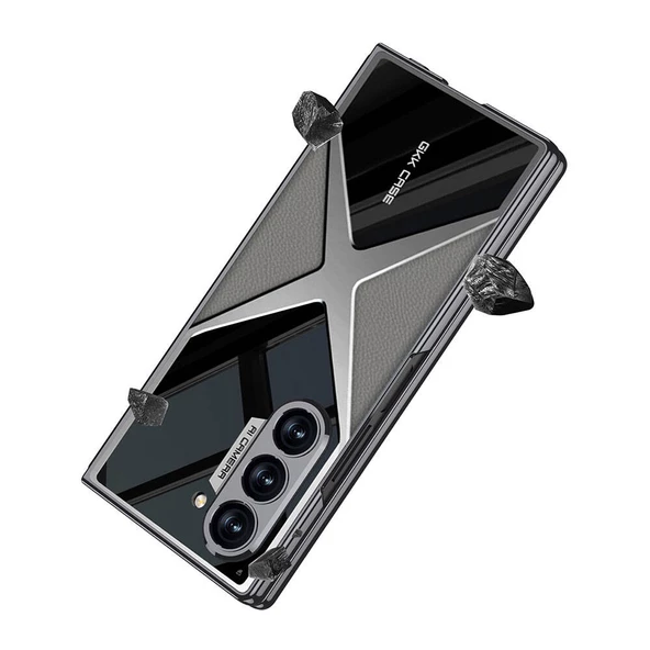 Samsung  Galaxy Z Fold 6 Kılıf Ultra İnce Kamera Korumalı PC + Deri Arka Yüzey  X-Pro Kapak - 7