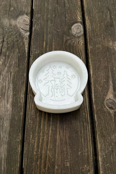 2D Kar Küresi Kardan Adam Desenli Silikon Mum Kalıbı - Resim 6