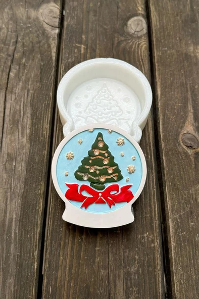 2D Kar Küresi Noel Ağacı Desenli Silikon Mum Kalıbı - 3