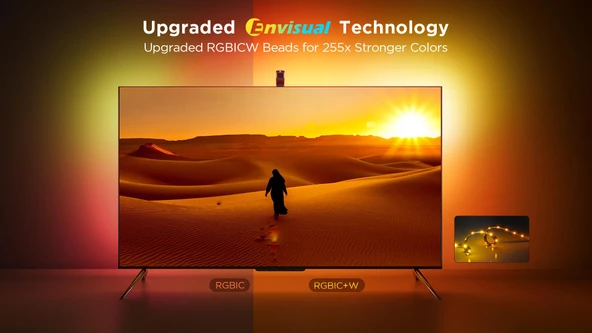 Govee Envisual Led 3 Lite TV Arkası Led Şerit Ambiyans Aydınlatma Tv Renk Senkronizasyonu 75-85 inc TV'ler ile Uyumludur - 2