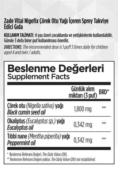 Zade Vital Nigefix Çörek Otu Yağı İçeren Nazal Sprey 15 ML - Resim 2