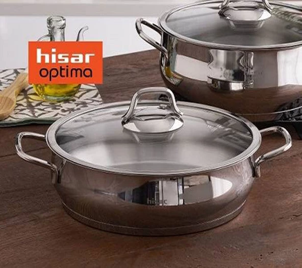 Hisar Optima Çelik Basık Karnıyarık Tencere 24 cm