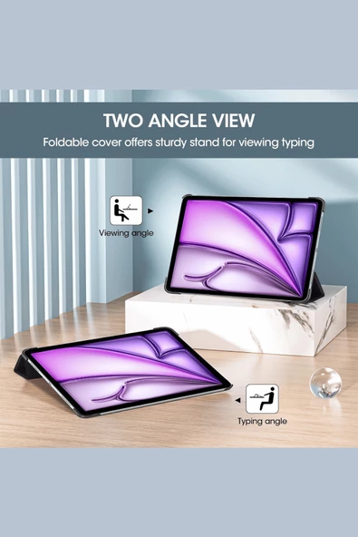 iPad Air 13 A2898 / A2899 / A2900 Uyumlu Kalem Bölmeli Smart Cover Akıllı Tablet Kılıfı - Resim 10
