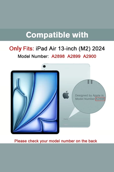 iPad Air 13 A2898 / A2899 / A2900 Uyumlu Kalem Bölmeli Smart Cover Akıllı Tablet Kılıfı - Resim 9