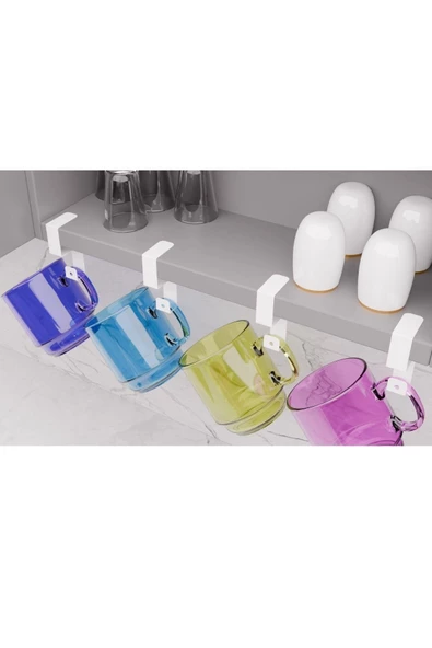 Risingmaber Beyaz Metal Yapışkanlı 4lü Askılık, Yapışkanlı Kanca, Mutfak Banyo Havluluk ve Organizer MT108B - 5