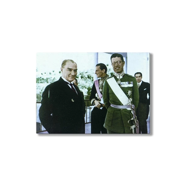 Atatürk ve Veliaht Prens Gustav Adolf - 1934te Diplomatik Dostluk Kanvas Tablo