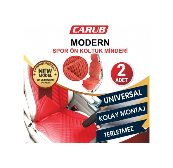 Carub Koltuk Minderi Modern Spor Kırmızı 2 li - 2