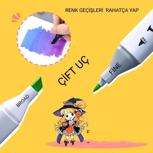 Touch Çift Uçlu Fosforlu Kalem 48 Renk Art Marker - 3