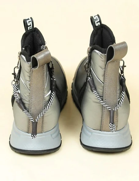 Feles Dalgıç Kumaş Özel Tasarım Fermuarlı Kadın Bot Kar Botu - Resim 13