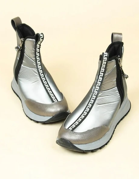 Feles Dalgıç Kumaş Özel Tasarım Fermuarlı Kadın Bot Kar Botu - Resim 11