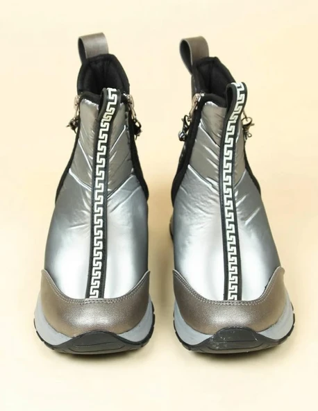 Feles Dalgıç Kumaş Özel Tasarım Fermuarlı Kadın Bot Kar Botu - Resim 10