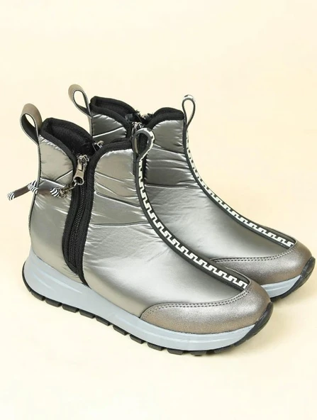 Feles Dalgıç Kumaş Özel Tasarım Fermuarlı Kadın Bot Kar Botu - Resim 8