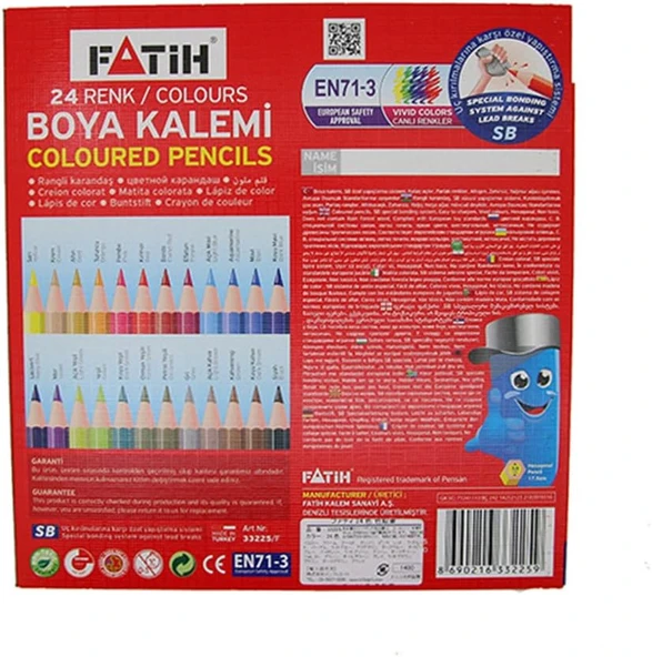 Fatih 24'lü Tam Boy Kuru Boya Karton Kutu / 33225 - Resim 4