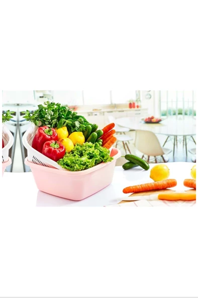 Çok Amaçlı Kare Çiftli Süzgeç Renkli   -ÇNK2229