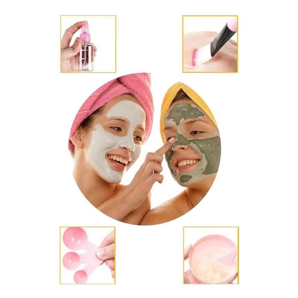 Yüz Maskesi 9 Parça Karıştırma Aleti Seti DIY Yüz Maskesi Hazırlama Kabı Seti - 9