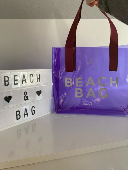 LV-BB0001 BEACH BAG MOR PLAJ ÇANTASI ŞEFFAF PVC