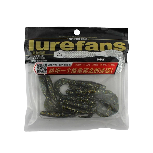 Lurefans Worm Tail 6,8 Cm Color 9# 10 Pcs - 2