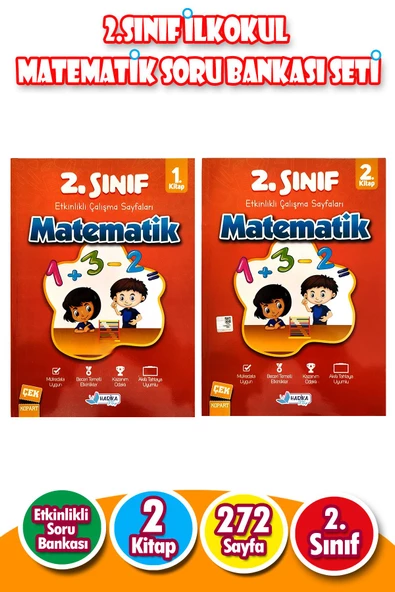 2.Sınıf İlkokul Matematik Soru Bankası Seti - 2 Kitap - 272 Sayfa