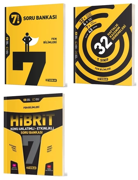 Hız 2025 7. Sınıf Fen Bilimleri Soru Bankası + Hibrit + 36 Haftalık Deneme Seti 3 Kitap