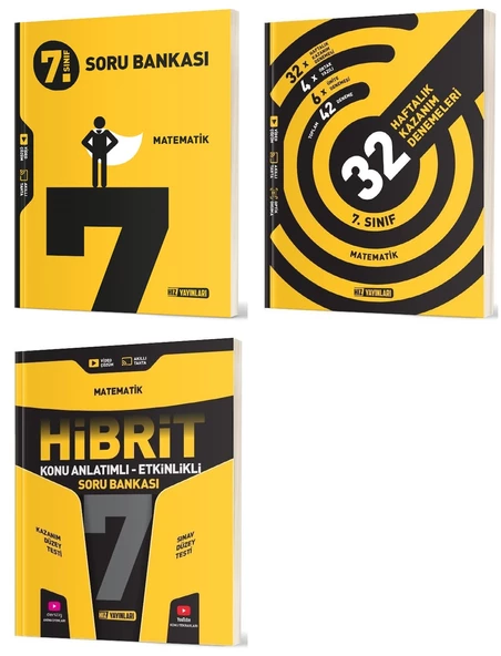 Hız 2025 7. Sınıf Matematik Soru Bankası + Hibrit + 36 Haftalık Deneme Seti 3 Kitap