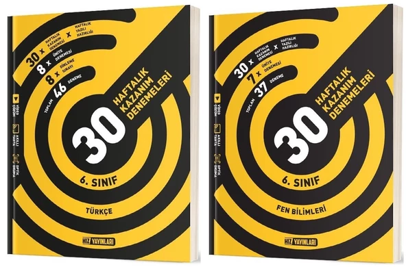Hız 2025 6. Sınıf Türkçe + Fen Bilimleri 36 Haftalık Deneme Seti 2 Kitap