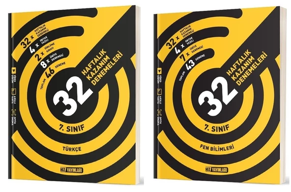Hız 2025 7. Sınıf Türkçe + Fen Bilimleri 36 Haftalık Deneme Seti 2 Kitap