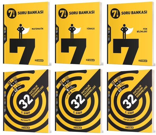 Hız 2025 7. Sınıf Matematik + Türkçe + Fen Soru + 36 Haftalık Deneme Seti 6 Kitap