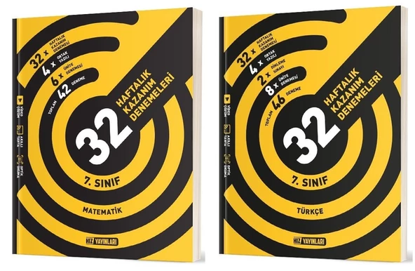 Hız 2025 7. Sınıf Matematik + Türkçe 36 Haftalık Deneme Seti 2 Kitap