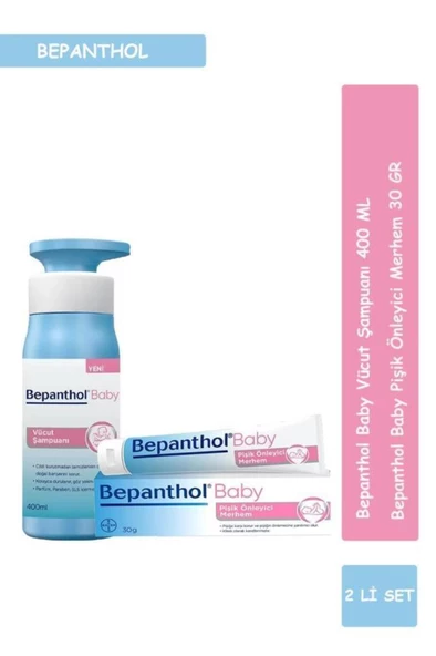 Bepanthol Baby Vücut Şampuanı 400 Ml + Baby Pişik Önleyici Merhem 30 Gr - 2'Lİ SET