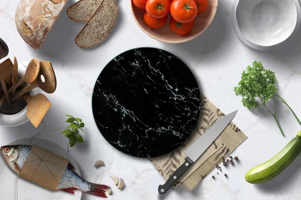 CAM KESME TAHTASI SİYAH MERMER ÇAP 32 CM ürün görseli