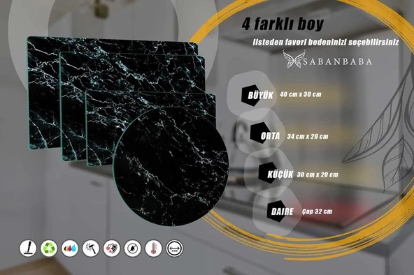 CAM KESME TAHTASI SİYAH MERMER ÇAP 32 CM - Resim 3