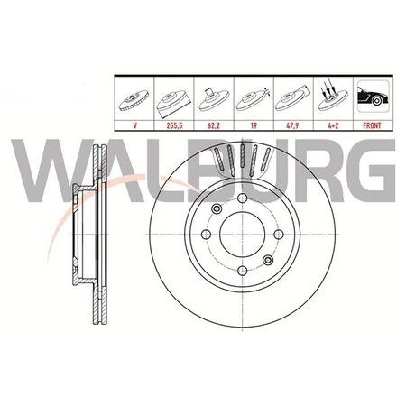 On Fren Dısk Takımı 2 Adet Hyundaı Getz 02-08 Walburg ürün görseli 1