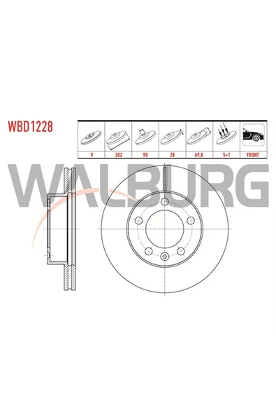 On Fren Disk 2 Adet Renault Master 3 Walburg Wbd1228 ürün görseli 1