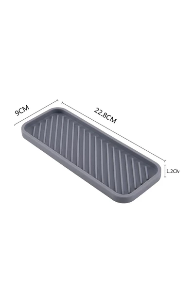 TİNEKE Silikon Yağdanlık Yağlık Standı Altlık ,çok Amaçlı Organizer Sunumluk ,sabunluk Altlığı 1 ADET GRİ - 5