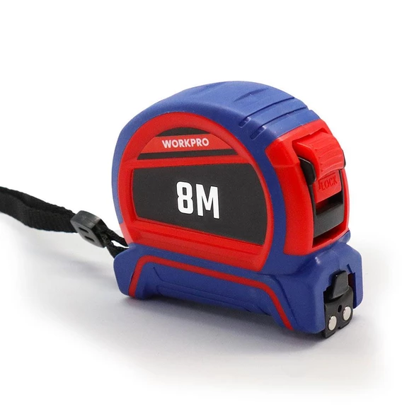WORKPRO WP261044 8Mx25mm Naylon Kaplama Sarı Çift Taraflı Manyetik Çelik Şerit Metre - Resim 3