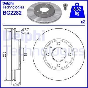 Delphi Bg2282 Ön Fren Disk 2 Ad R19-R21-Megan1-Kangoo-Clio 1-2