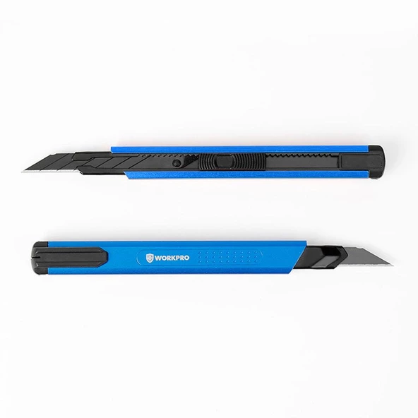 WORKPRO WP212012 9MM Alüminyum Kasa Cep Askılı Maket Bıçağı (MAVİ) - Resim 3
